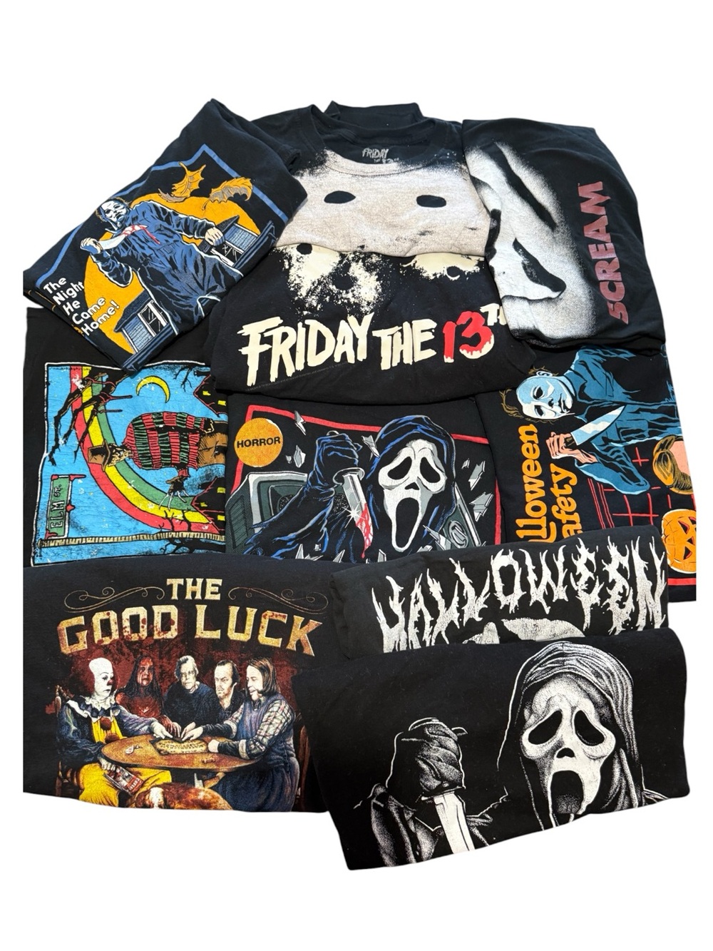 10 x Horror Tees T-Shirts Mixed Bundle Halloween Ghost Face Jason and More